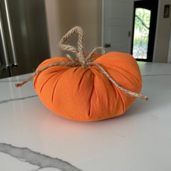 Handcrafted Orange Fabric Pumpkin - Picture 4 of 4